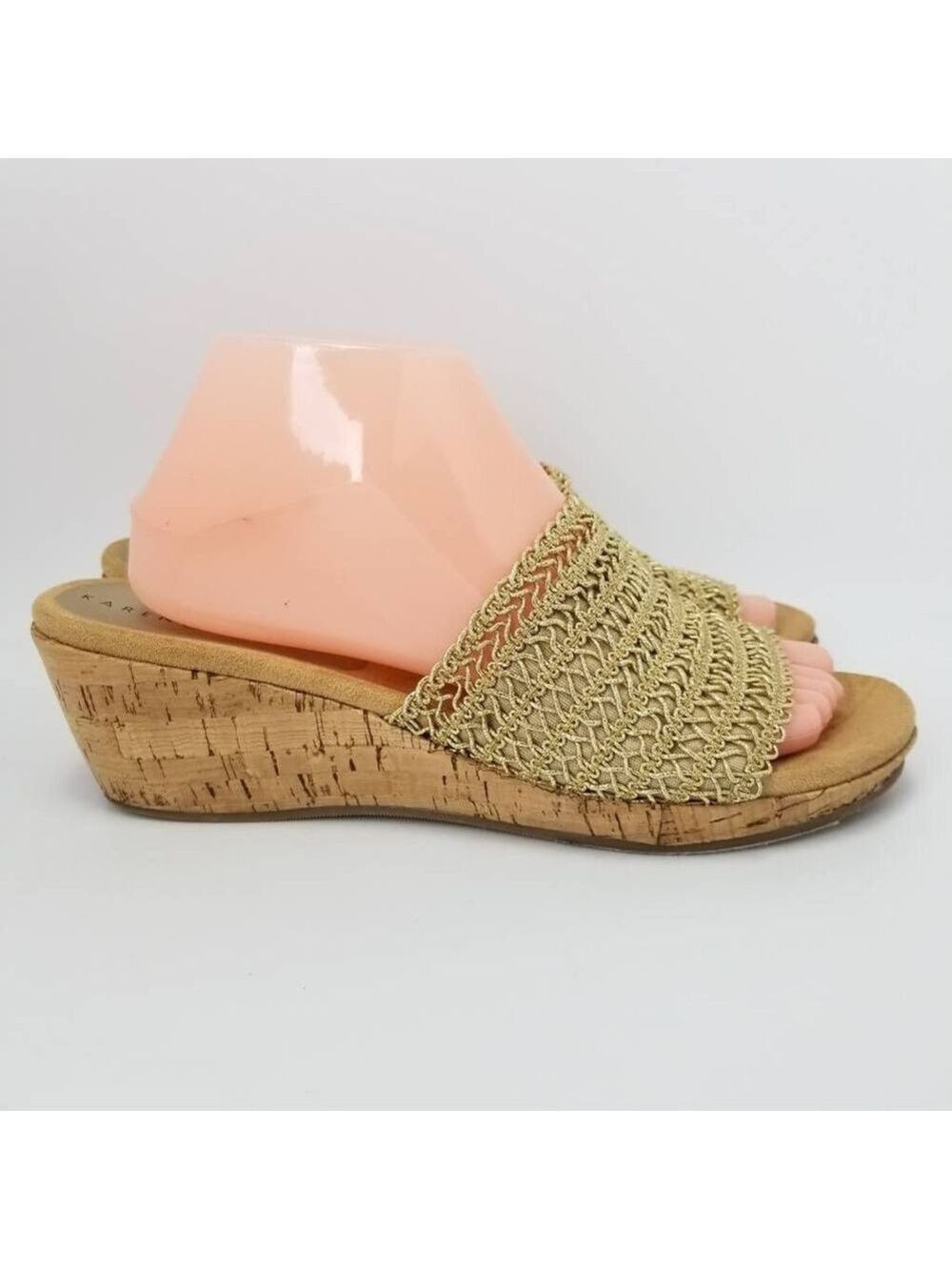 Karen Scott Womens Frankklyn Sandals Beige Cork Platform Heels Slip Ons 9 M